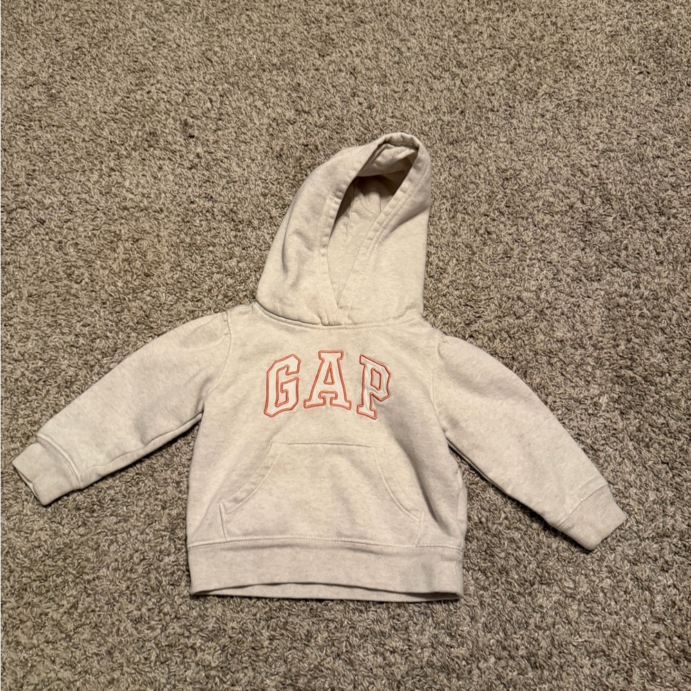 GAP Kids Light Gray Hoodie with Red Logo